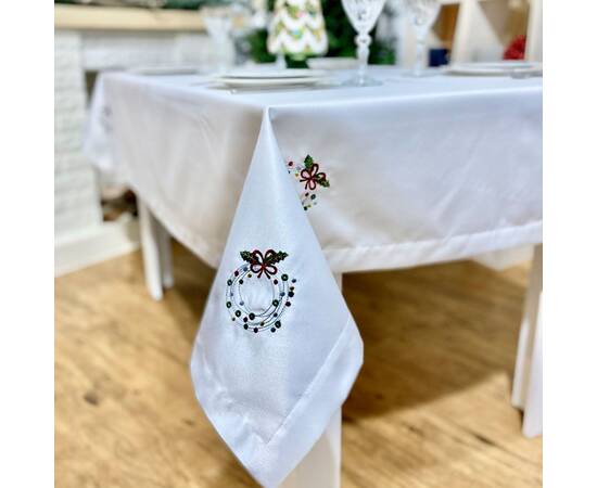 Скатертина вишита новорічна 140х280 LiMaSo (SKVN17-280), Тип: скатерти, Цвет: белый, Форма скатерти: прямоугольная, Размер: 140x280, изображение 3