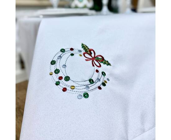 Скатертина вишита новорічна 140х280 LiMaSo (SKVN17-280), Тип: скатерти, Цвет: белый, Форма скатерти: прямоугольная, Размер: 140x280, изображение 4