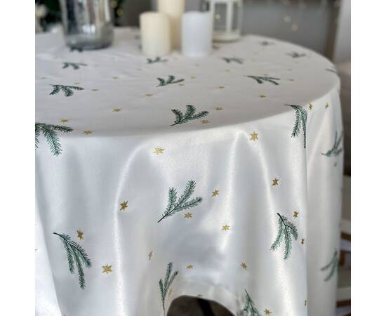 Вишивана скатертина Ялинкові гілочки 140x220 LiMaSo (SKVG15-220), Тип: скатерти, Цвет: белый, Форма скатерти: прямоугольная, Размер: 140x220, изображение 5