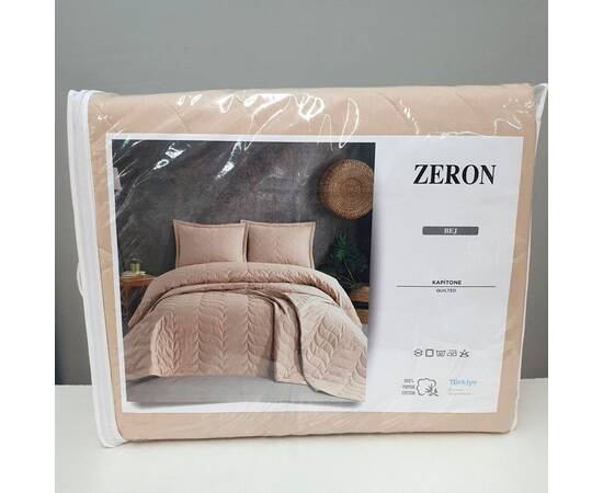 Покривало стьобане 240x260 з наволочками 50х70 (18214), Основний колір: бежевий, Розмір: 240x260, зображення 3