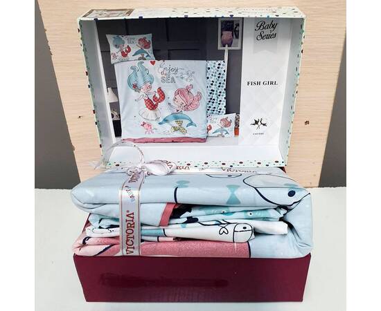 Постільна білизна в дитяче ліжечко 100x150 ранфорс Fish Cirl Patik (18287), зображення 2