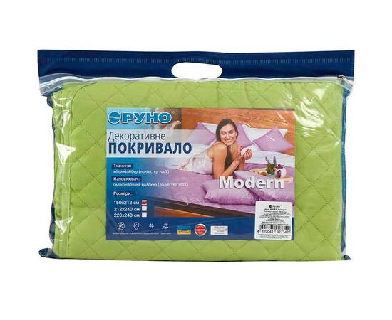 Покрывало 220х240 микрофайбер Астурия Руно (330.52У_Астурія), Цвет: салатовый, Размер: 220x240, изображение 5