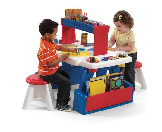 Дитячий стіл із 2 стільцями для творчості CREATIVE PROJECTS, 81х99х67 см/30х31х31 см, двостороння Step 2 (829999), зображення 2