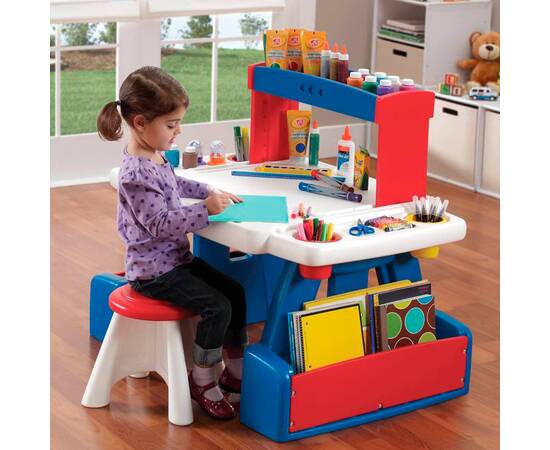 Дитячий стіл із 2 стільцями для творчості CREATIVE PROJECTS, 81х99х67 см/30х31х31 см, двостороння Step 2 (829999), зображення 4