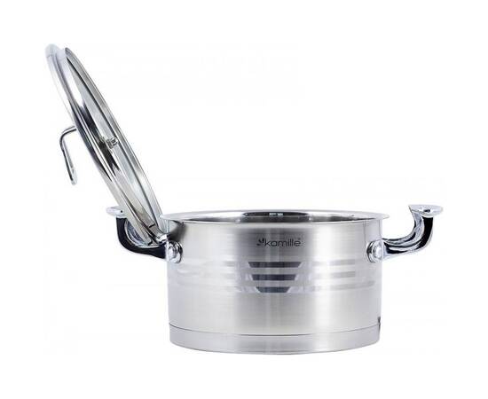 Каструля 16x9 см, 1,5L з кришкою Kamille (5853), Тип: каструля, Об'єм: 1,5 л, Колір: срібний, зображення 2