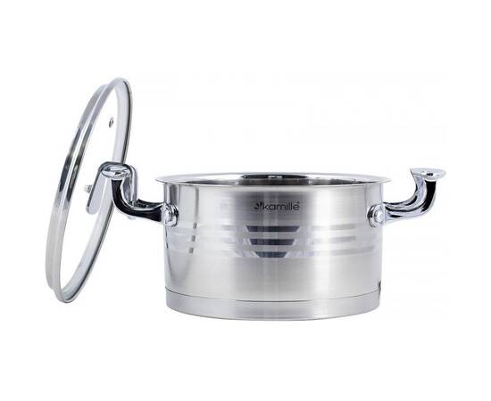 Каструля 16x9 см, 1,5L з кришкою Kamille (5853), Тип: каструля, Об'єм: 1,5 л, Колір: срібний, зображення 3