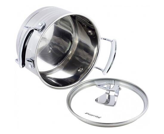 Каструля 16x9 см, 1,5L з кришкою Kamille (5853), Тип: каструля, Об'єм: 1,5 л, Колір: срібний, зображення 5