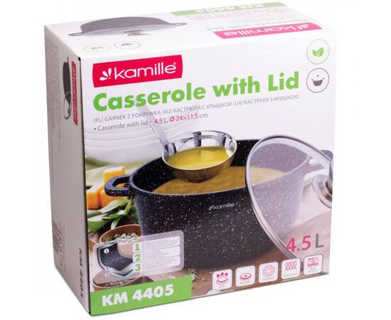 Каструля 24x11, 5cm Kamille (4405), Тип: каструля, Об'єм: 4,5 л, Колір: чорний, зображення 4