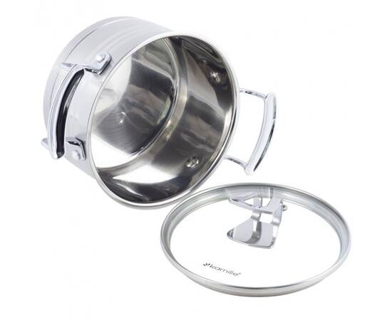Каструля 24x13 см, 5,7L з кришкою Kamille (5857), Тип: каструля, Об'єм: 5,7 л, Колір: срібний, зображення 2