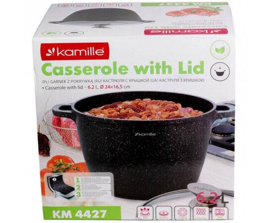 Кастрюля 24x16,5cm Kamille (4427), Тип: кастрюля высокая, Объем: 6,2 л, Цвет: серый, изображение 4