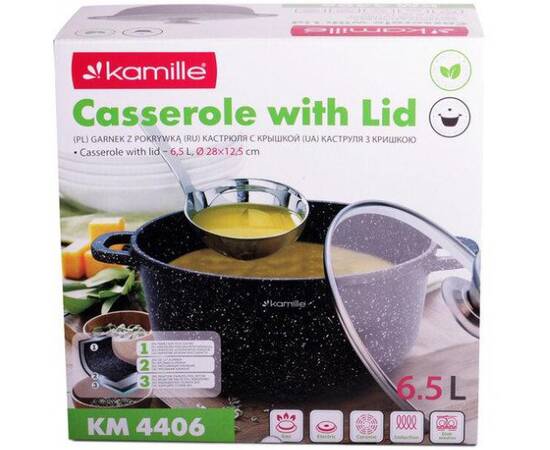 Кастрюля 28x12,5cm Kamille (4406), Тип: кастрюля, Объем: 6,5 л, Цвет: черный, изображение 4