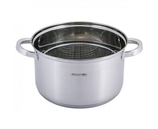 Каструля для фритюру O25 Kamille (5625S), Тип: каструля для фритюру, Об'єм: 6,5 л, Колір: срібний, зображення 2