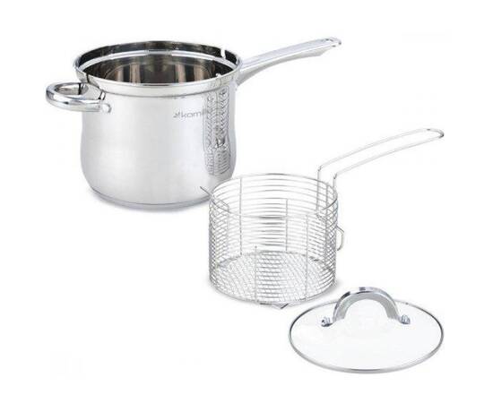 Каструля-фрітюрниця O18x15 см 3,5л Kamille (5852), Тип: каструля для фритюру, Об'єм: 3,5 л, Колір: срібний, зображення 2
