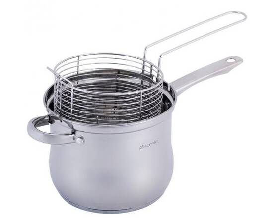 Каструля-фрітюрниця O18x15 см 3,5л Kamille (5852), Тип: каструля для фритюру, Об'єм: 3,5 л, Колір: срібний, зображення 3