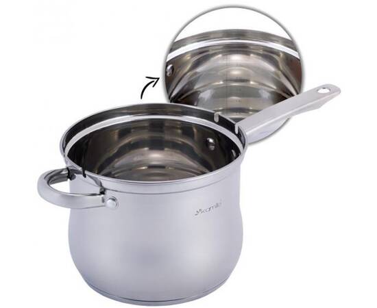 Каструля-фрітюрниця O18x15 см 3,5л Kamille (5852), Тип: каструля для фритюру, Об'єм: 3,5 л, Колір: срібний, зображення 4