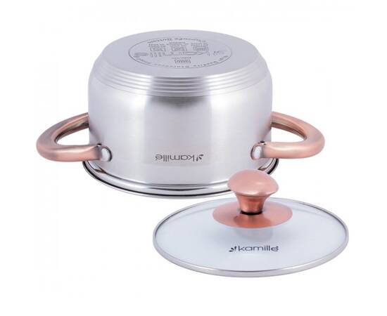 Каструля 1,5л з кришкою Kamille (4930), Тип: каструля, Об'єм: 1,5 л, Колір: срібний, зображення 3