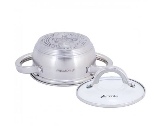 Кастрюля 1л с крышкой Kamille (5614S), Тип: кастрюля, Объем: 1 л, Цвет: серебряный, изображение 3