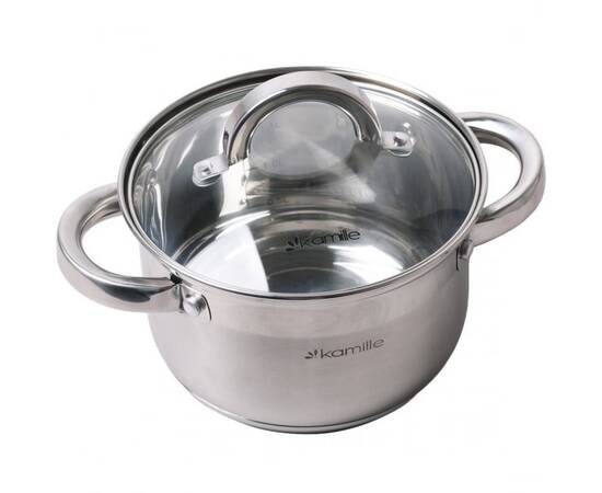 Каструля 2.9л з кришкою Kamille (5618S), Тип: каструля, Об'єм: 2,9 л, Колір: срібний, зображення 2