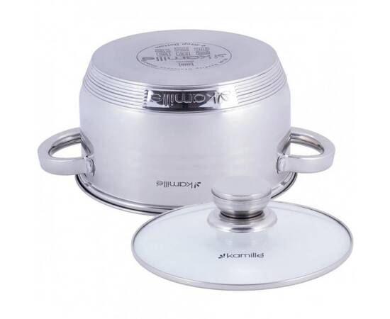 Каструля 2л з кришкою Kamille (4911), Тип: каструля, Об'єм: 2 л, Колір: срібний, зображення 3