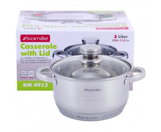 Каструля 2л з кришкою Kamille (4911), Тип: каструля, Об'єм: 2 л, Колір: срібний, зображення 4