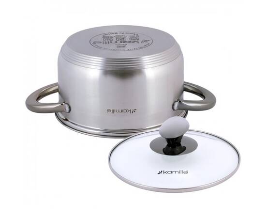 Каструля 2л з кришкою Kamille (4921), Тип: каструля, Об'єм: 2 л, Колір: срібний, зображення 3