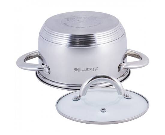 Кастрюля 3,4л с крышкой Kamille (5773), Тип: кастрюля, Объем: 3,4 л, Цвет: серебряный, изображение 3