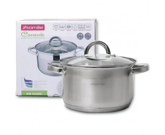 Каструля 3.9л з кришкою Kamille (5620S), Тип: каструля, Об'єм: 3,9 л, Колір: срібний, зображення 4