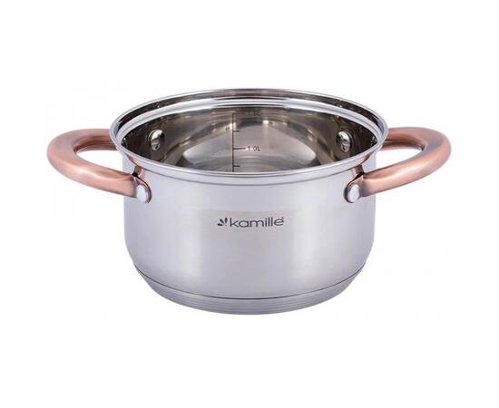 Каструля 3л з кришкою Kamille (4932), Тип: каструля, Об'єм: 3 л, Колір: срібний, зображення 2