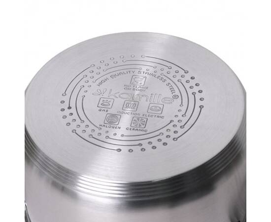 Каструля 5,1 л з кришкою Kamille (5622S), Тип: каструля, Об'єм: 5,1 л, Колір: срібний, зображення 3