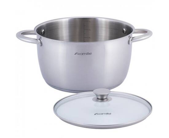 Кастрюля 5л с крышкой Kamille (4903), Тип: кастрюля, Объем: 5 л, Цвет: серебряный, изображение 2