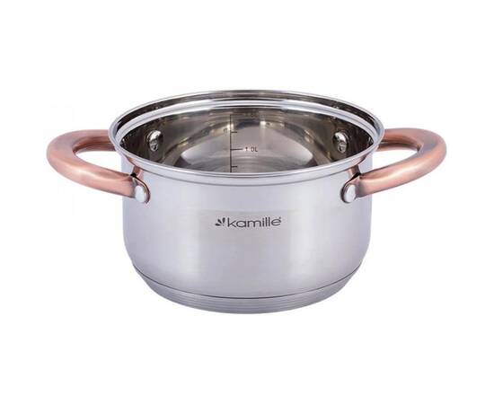 Кастрюля 5л с крышкой Kamille (4934), Тип: кастрюля, Объем: 5 л, Цвет: серебряный, изображение 2