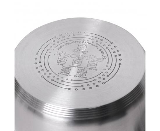 Каструля 6.5л з кришкою Kamille (5624S), Тип: каструля, Об'єм: 6,5 л, Колір: срібний, зображення 3