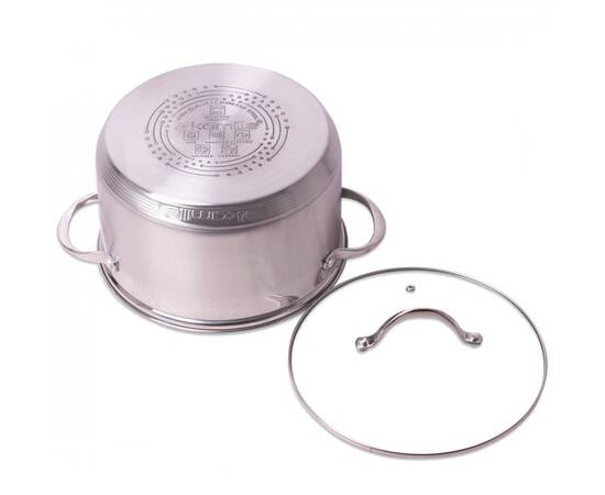 Каструля 6,5л з кришкою та 7-шаровим дном (O24x14.5 см) Kamille (4724S), Тип: каструля, Об'єм: 6,5 л, Колір: срібний, зображення 2