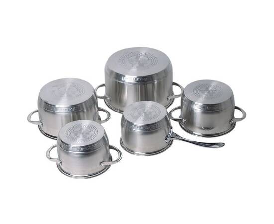 Набір посуду 10 предметів (ківш 1.8л; каструлі 1.8л, 2.3л, 3.3л, 5.8л; 7-шарове дно) Kamille (4710S), зображення 3