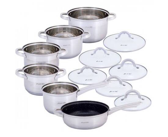 Набор посуды 12 пр. (кастрюли 1.8л,2.5л,3.8л,5.8л; ковш 1.8л; сковорода О24 см ) Kamille (5634S), изображение 2