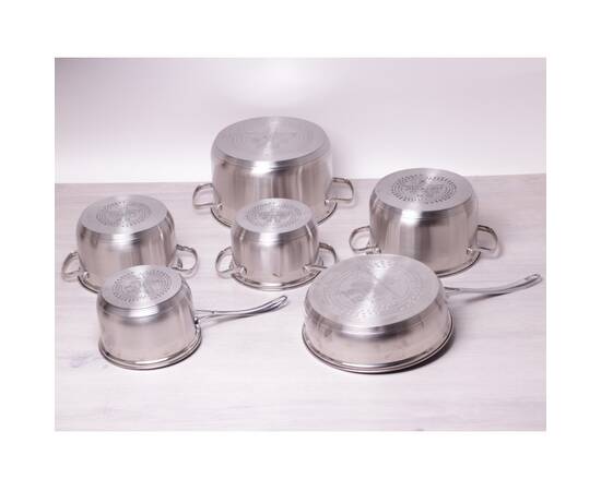 Набор посуды 12 пр. (кастрюли 1.8л,2.5л,3.8л,5.8л; ковш 1.8л; сковорода О24 см ) Kamille (5634S), изображение 4