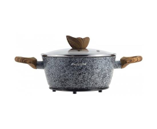 Набір посуду 12 предметів з підставками (каструлі 20,24,28 см, ковш16см сотейник 28 см сковорода 24 см) Kamille (4440), зображення 4