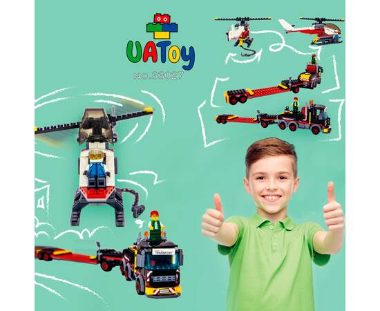 Конструктор UAToy 33027 Вертолет и тягач 331 дет., изображение 7