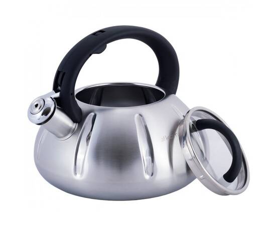 Чайник 3л зі свистком та скляною кришкою Kamille (0671A), зображення 3