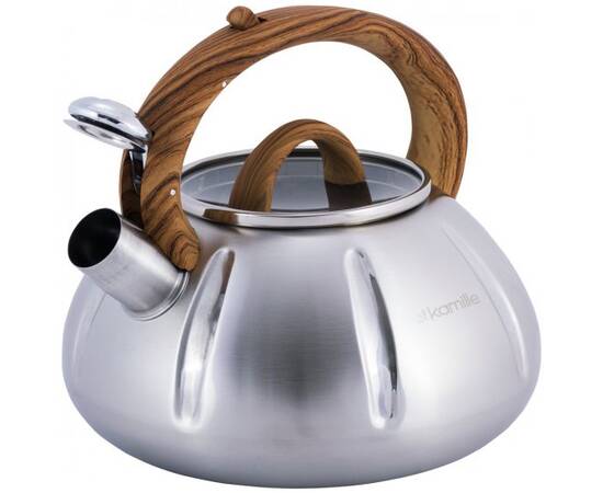 Чайник 3л со свистком и стеклянной крышкой Kamille (671), изображение 2