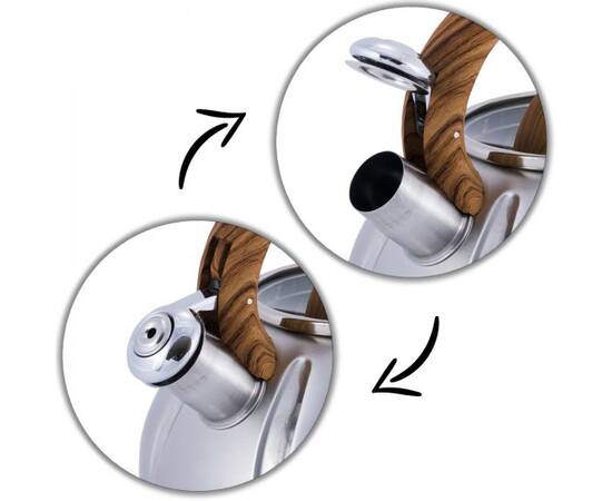 Чайник 3л со свистком и стеклянной крышкой Kamille (671), изображение 5