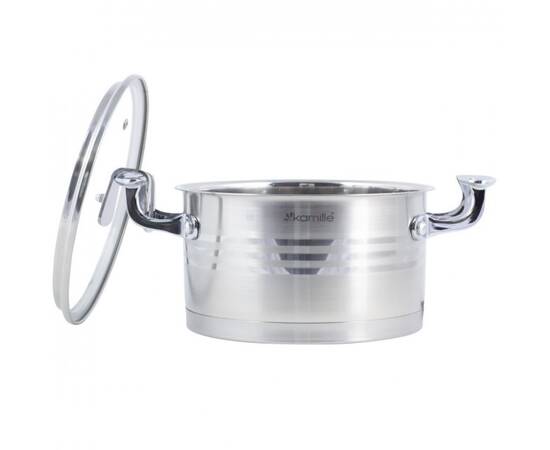 Каструля 20x11 см, 3,1 L з кришкою Kamille (5855), Тип: каструля, Об'єм: 3,1 л, Колір: срібний, зображення 2