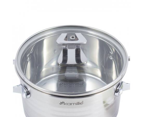 Каструля 20x11 см, 3,1 L з кришкою Kamille (5855), Тип: каструля, Об'єм: 3,1 л, Колір: срібний, зображення 4