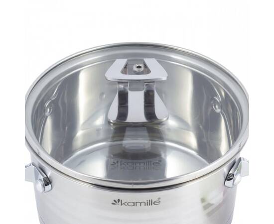 Каструля 22x12 см, 4,4L з кришкою Kamille (5856), Тип: каструля, Об'єм: 4,4 л, Колір: срібний, зображення 4