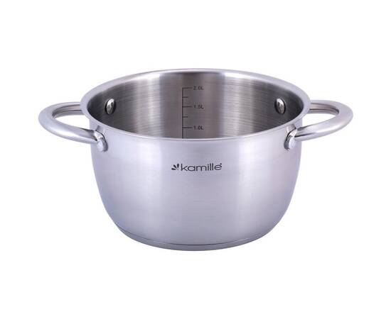 Каструля 2л з кришкою Kamille (4901), Тип: каструля, Об'єм: 2 л, Колір: срібний, зображення 2