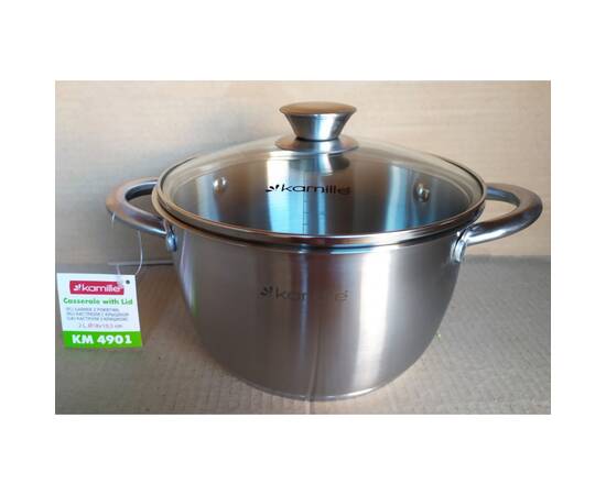 Каструля 2л з кришкою Kamille (4901), Тип: каструля, Об'єм: 2 л, Колір: срібний, зображення 4