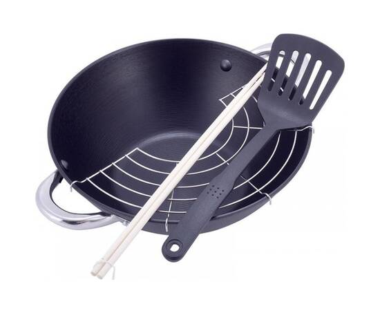 Казан чавунний Wok 3,6 L Kamille (4806MR), Об’єм казана: 3,6 л, Наявність кришки: зі скляною кришкою, зображення 3