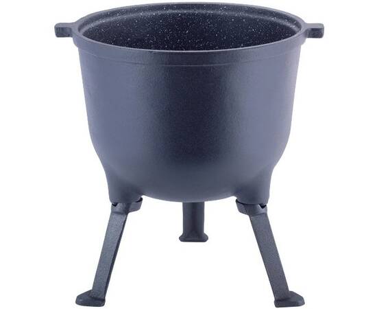 Казан чавунний на ніжках з кришкою та кріпленнями 10л. Kamille (4802V), Об’єм казана: 10 л, Наявність кришки: з чавунною кришкою, зображення 3