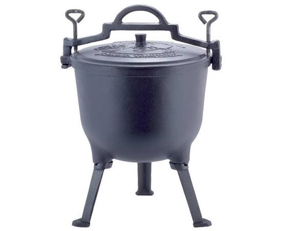 Казан чавунний емальований на ніжках 10л. Kamille (4802M), Об’єм казана: 10 л, Наявність кришки: з чавунною кришкою, зображення 5