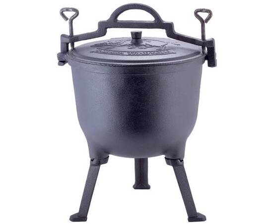 Казан чавунний емальований на ніжках 15л. Kamille (4808M), Об’єм казана: 15 л, Наявність кришки: з чавунною кришкою, зображення 3